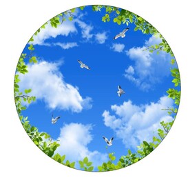 蓝天白云鸽子 圆形