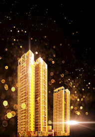 高端金色地产建筑背景