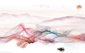 线条意境中式山水 tif分层