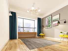 北欧风卧室背景墙3D效果图空景