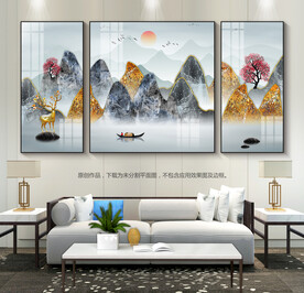 卧室装饰画新中式山水画挂画壁画