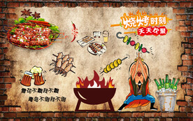 工装 烧烤店撸串背景