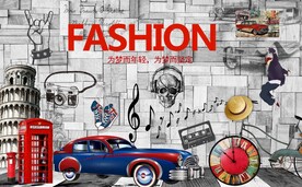 复古怀旧青春背景墙图片