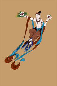 敦煌莫高窟壁画121窟献花飞天