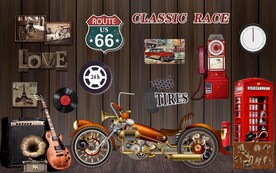 摩托车背景墙装饰画图片