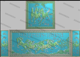 祥云宝马万马奔腾沙发床椅背板边