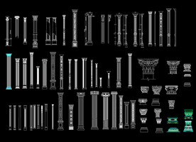 整木花纹CAD罗马柱