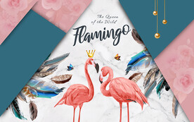 简约抽象羽毛火烈鸟电视背景墙