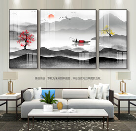 新中式装饰画水墨山水画挂画壁画