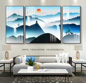现代简约装饰画群山图客厅装饰画