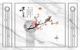 新中式电视背景墙装饰画图片