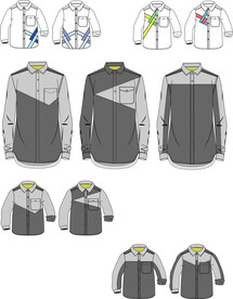 服装设计亲子装衬衫线稿