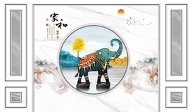 新中式电视背景墙装饰画图片