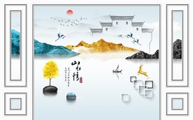 新中式电视背景墙装饰画图片