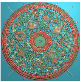 八十灯盘八宝圆盘吊顶