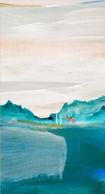 北欧风抽象水彩风景玄关装饰画