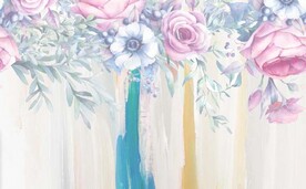 北欧风水彩玫瑰花卉电视背景墙