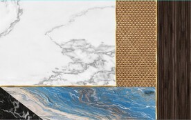 现代风抽象几何大理石拼花电视墙