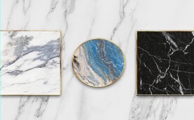 现代风抽象几何大理石拼花电视墙