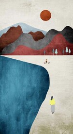 北欧风抽象山脉房子风景玄关装饰