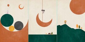 北欧风抽象动物风景儿童房装饰画