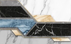 现代风抽象几何大理石拼花电视墙