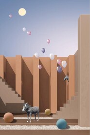 抽象立体建筑长颈鹿玄关装饰画