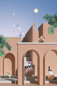 现代抽象立体建小猫玄关装饰画
