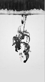 新中式禅意抽象水墨玄关装饰画