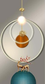 北欧抽象几何光影麋鹿玄关背景墙