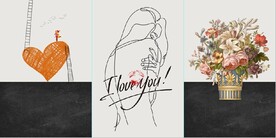 晶瓷北欧抽象爱情情侣装饰无框画