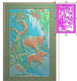 大象靠背吉祥如意枇杷树