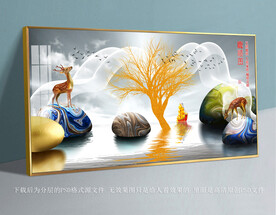 鹅卵石梅花鹿装饰画