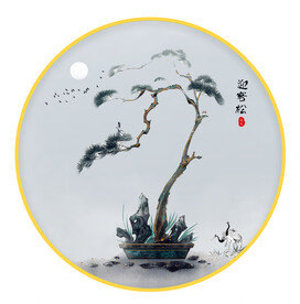 迎客松 圆形画