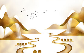 金箔金色山水素材