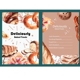 面包西点海报手绘矢量图