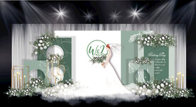 白绿色婚礼背景