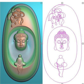 椭圆滴水莲花悟道佛头