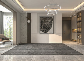 现代轻奢黑白灰客厅沙发背景墙