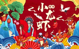 复古工装大排档美食城背景墙