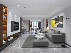 现代简约客餐厅黑白灰谷仓门