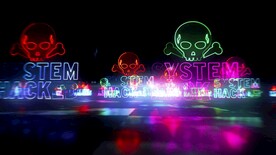 霓虹灯骷髅头骨符号抽象动画背景