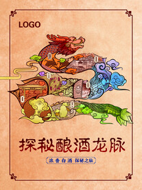 探秘白酒酿酒龙脉海报POP