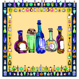 大牌方巾 矢量方巾 香水瓶