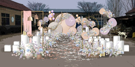 户外粉紫色婚礼效果图