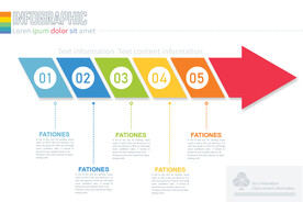 商务PPT箭头五个分项信息图表