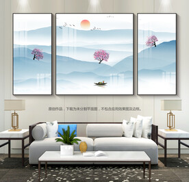 意境山水画客厅挂画山水背景墙