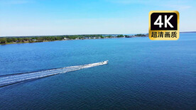 航拍游艇在大海上高速航行