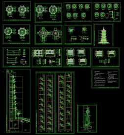 七层仿古佛塔建筑施工图