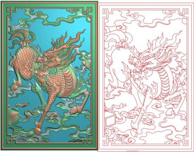 麒麟祥云背板门板后板